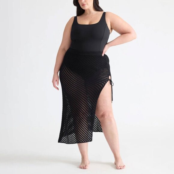 NWT Knix Crochet-Knit Maxi Beach Skirt Cover-Up Black M/L - Picture 1 of 8